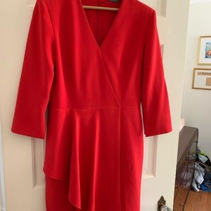 Iconic Alexander McQueen Faux-Wrap Midi Dress Red